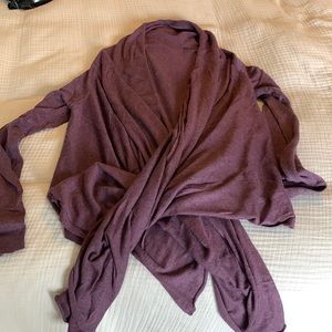 Purple cashmere blend wrap cardigan